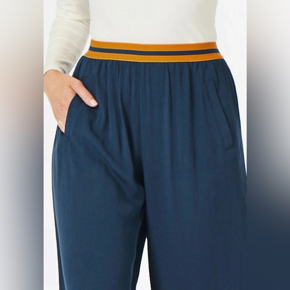 Matilda Jane‎ Try Something New Navy Pull On Wide Leg Gauzy Pants Lagenlook - Picture 4 of 9